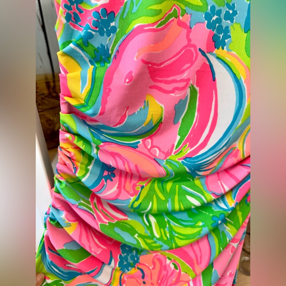 2015 Pink Label Lilly Pulitzer Ruched Tank Dress Pink Label Size Medium - Picture 3 of 6